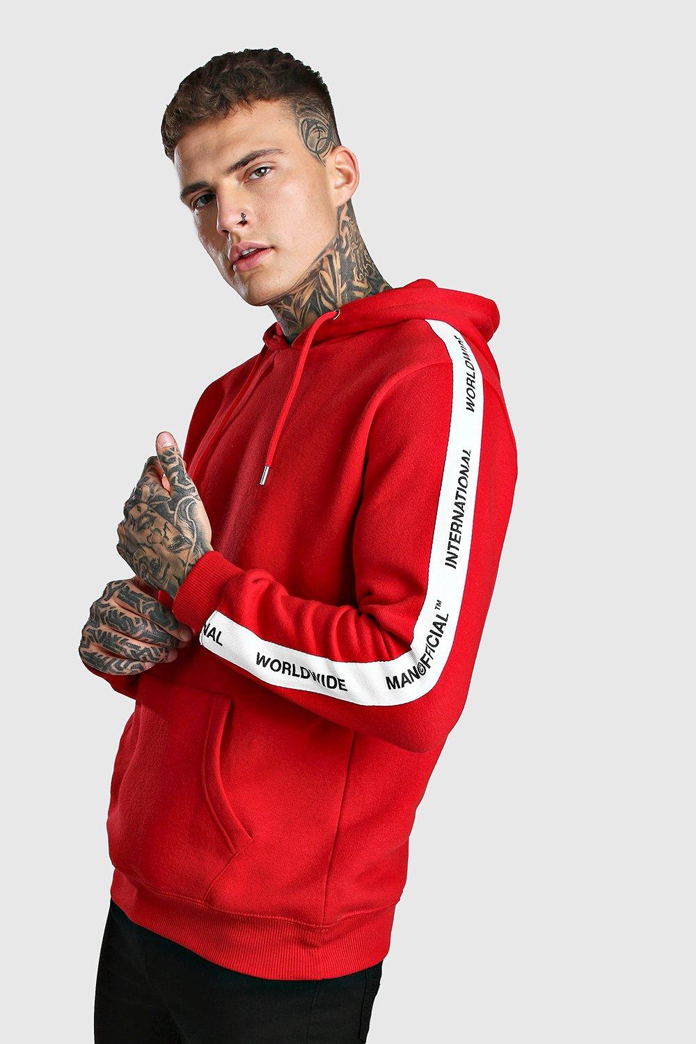 boohooman red hoodie