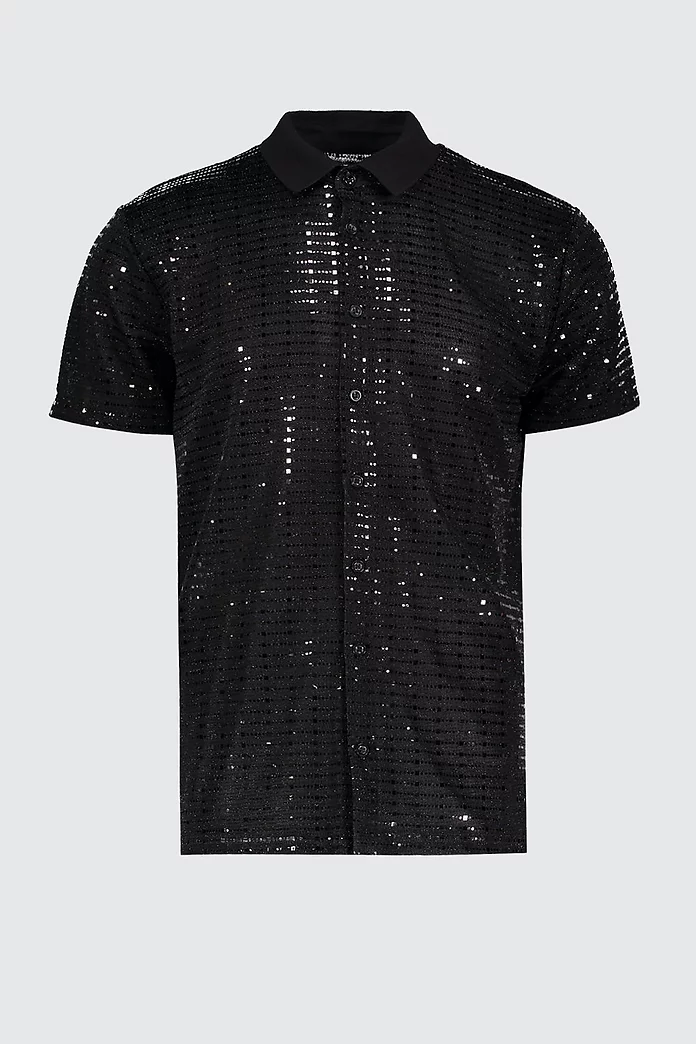 Short Sleeve Sequin Party Shirt