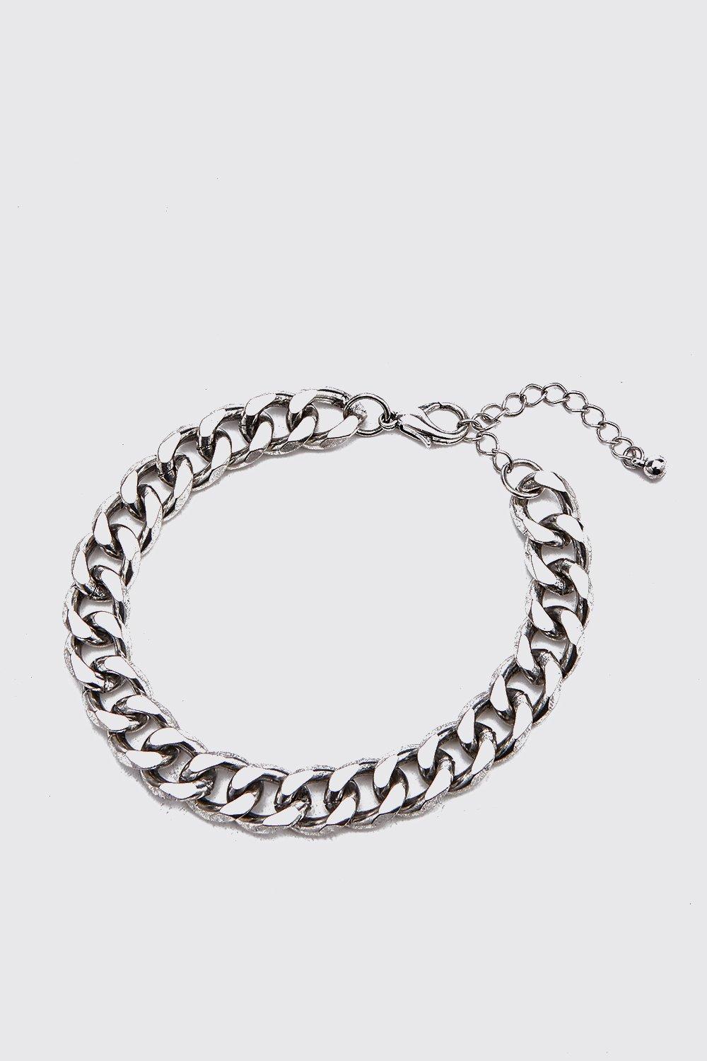 

Серебристый массивный браслет с цепочкой, Silver