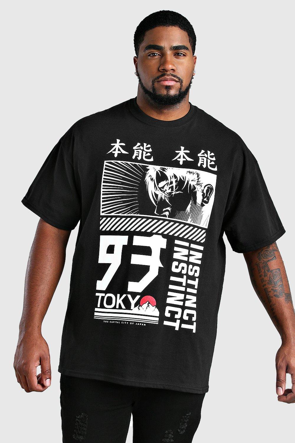 Plus Size Tokyo 93 Printed T Shirt Boohooman Uk