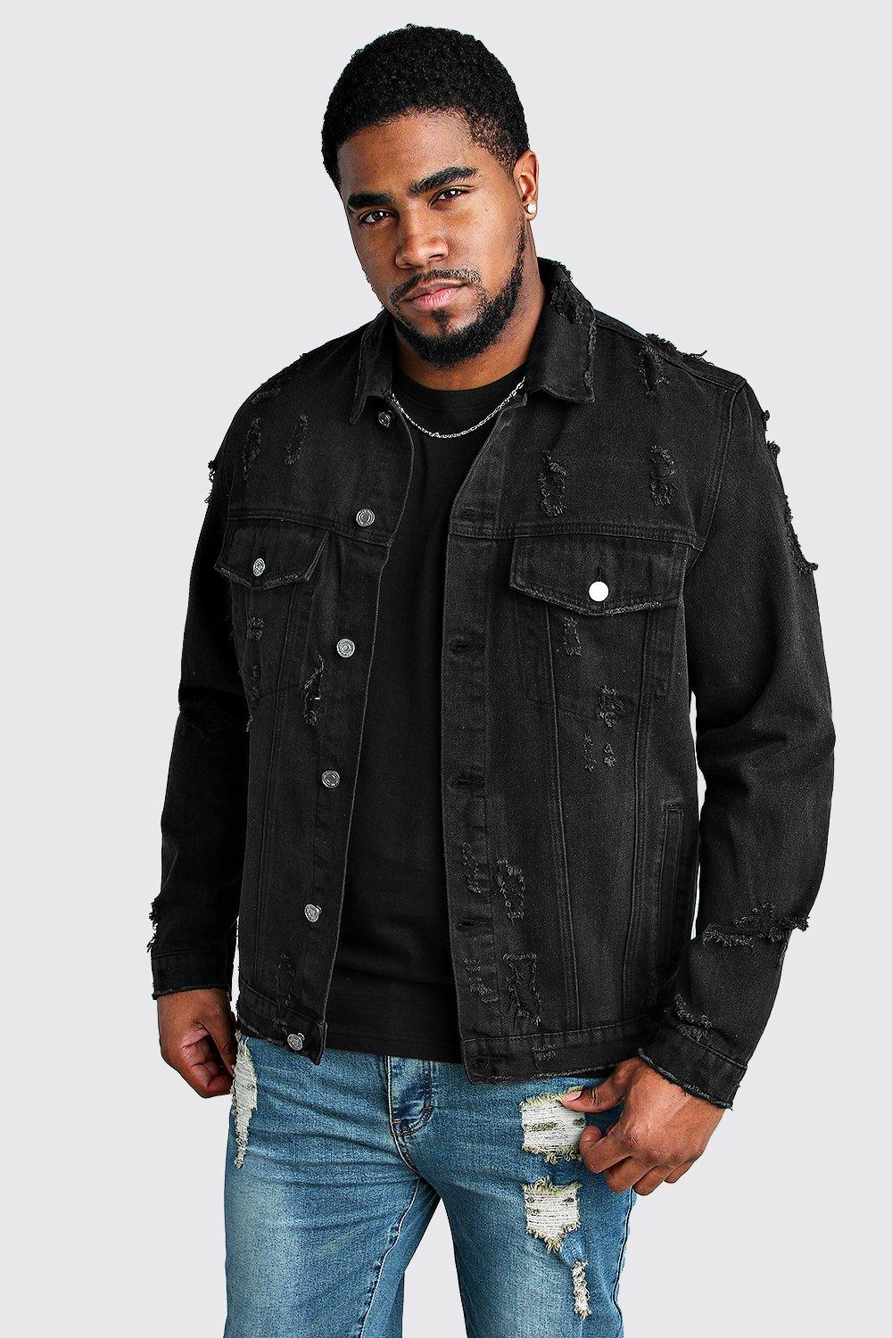 plus size distressed denim jacket