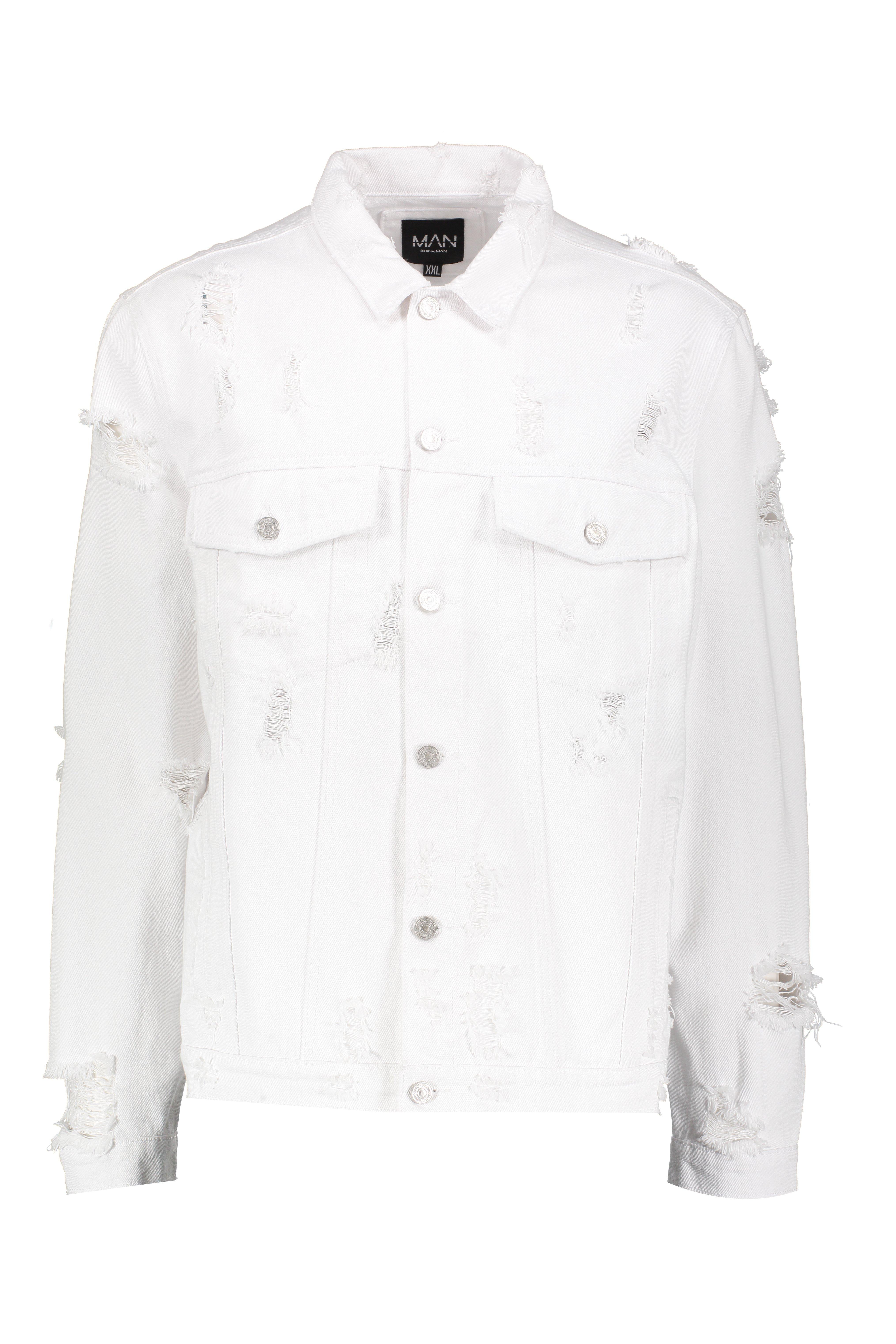 distressed white denim jacket