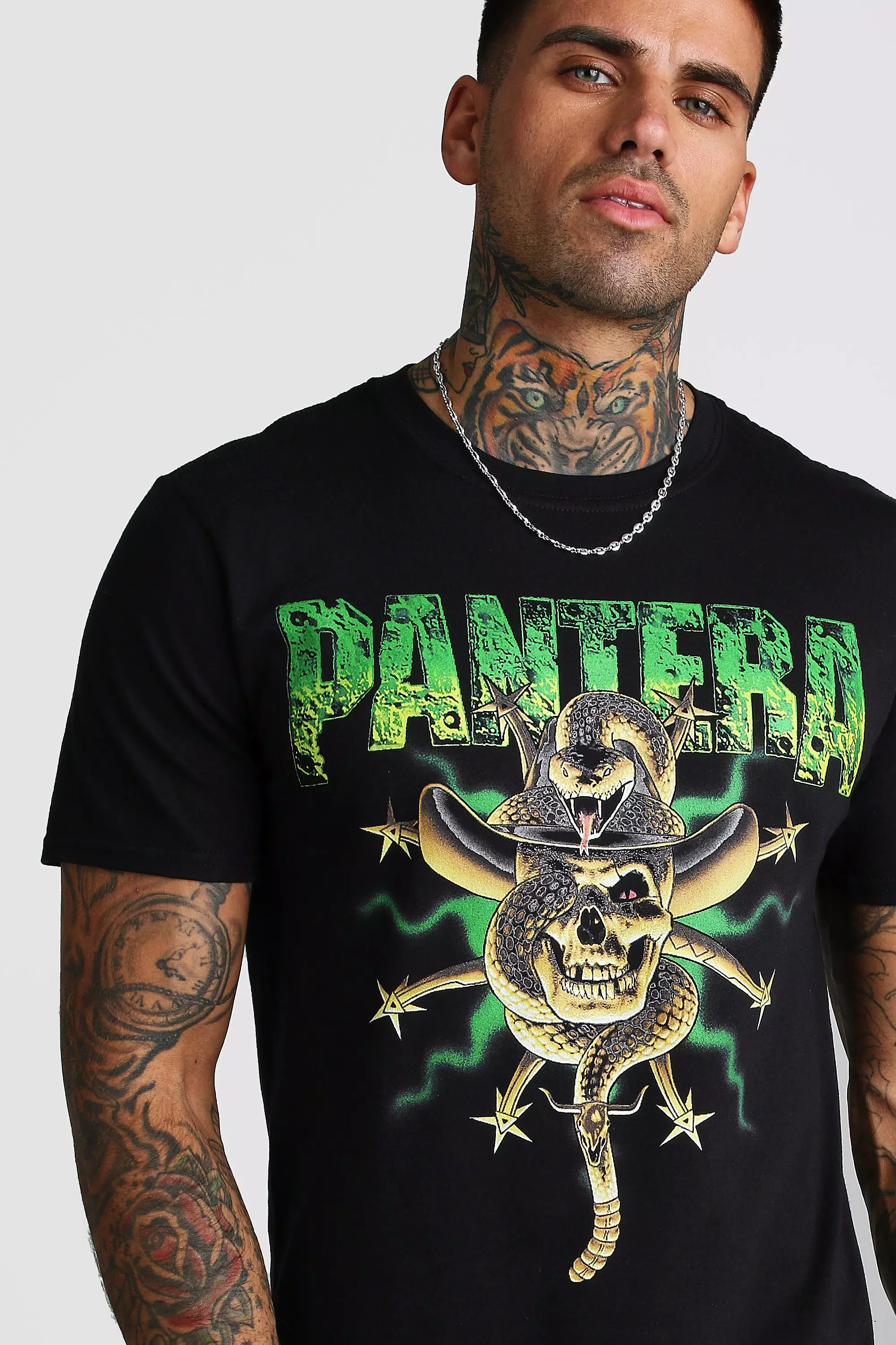 T shirt imprim serpent Pantera officiel boohooMAN FR