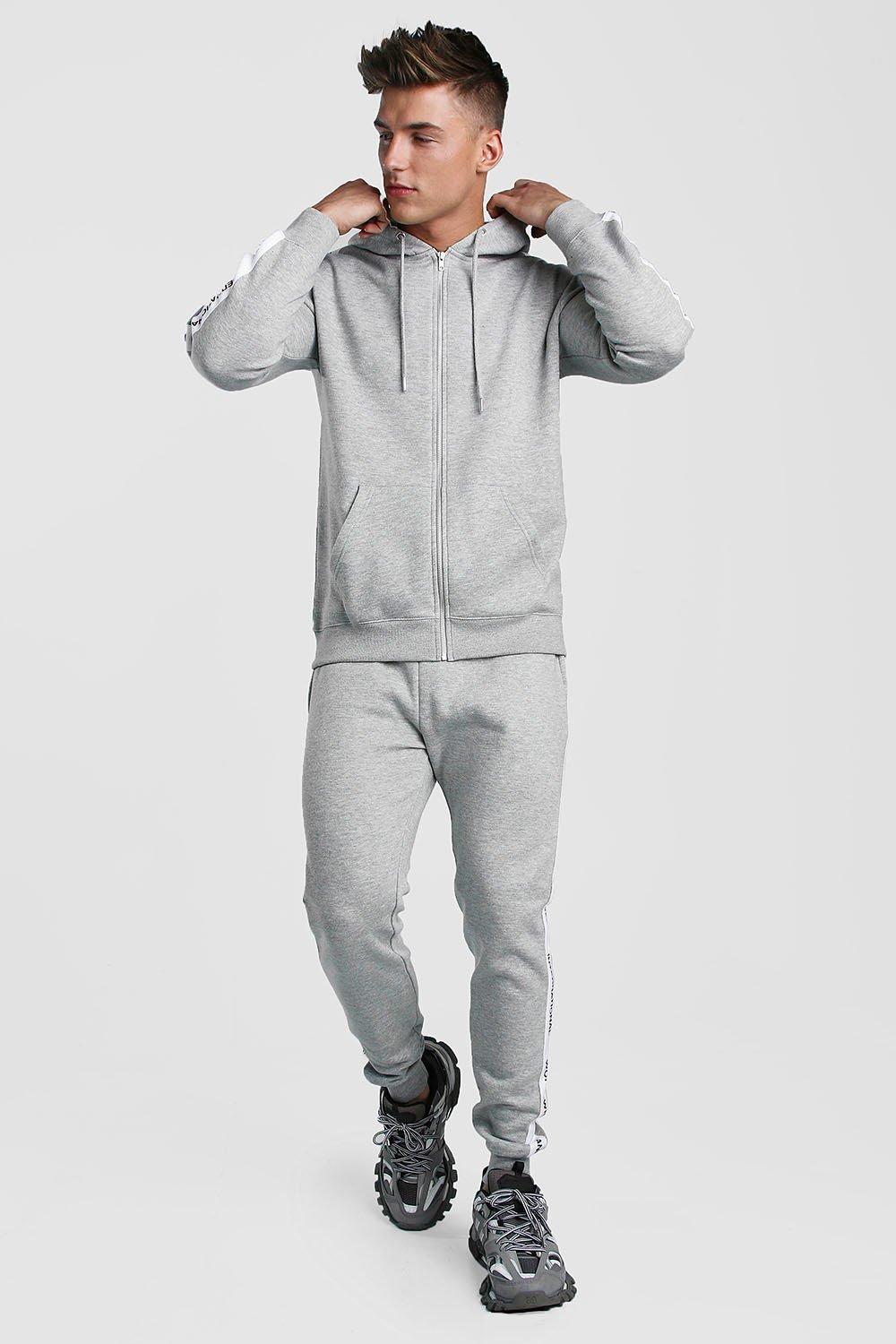 grey hooded tracksuit