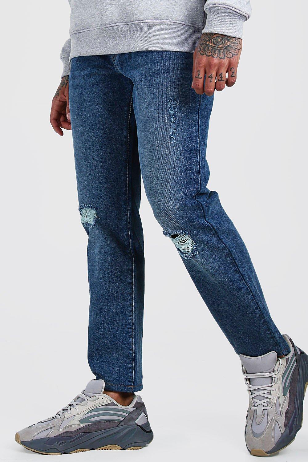 slim straight jeans ripped