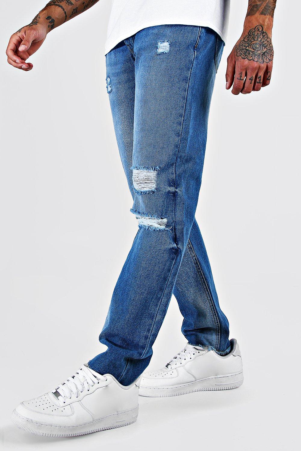 skinny fit distressed jeans