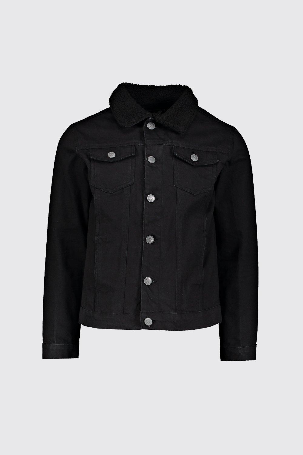 

Джинсовая куртка с меховым воротом, Black