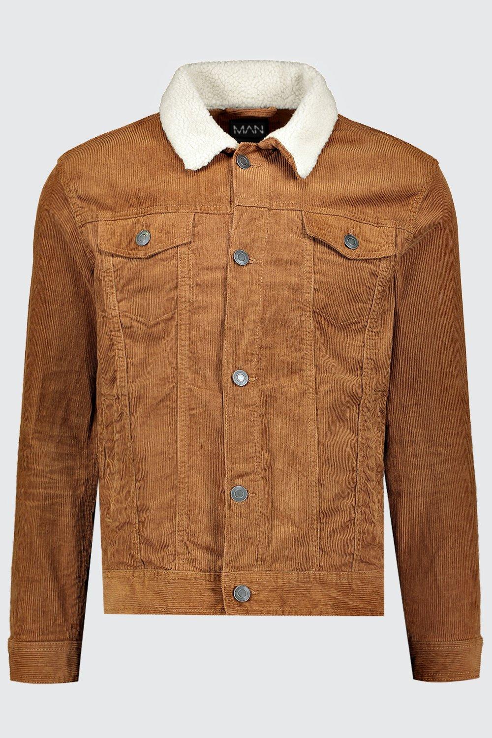 tan borg collar cord jacket