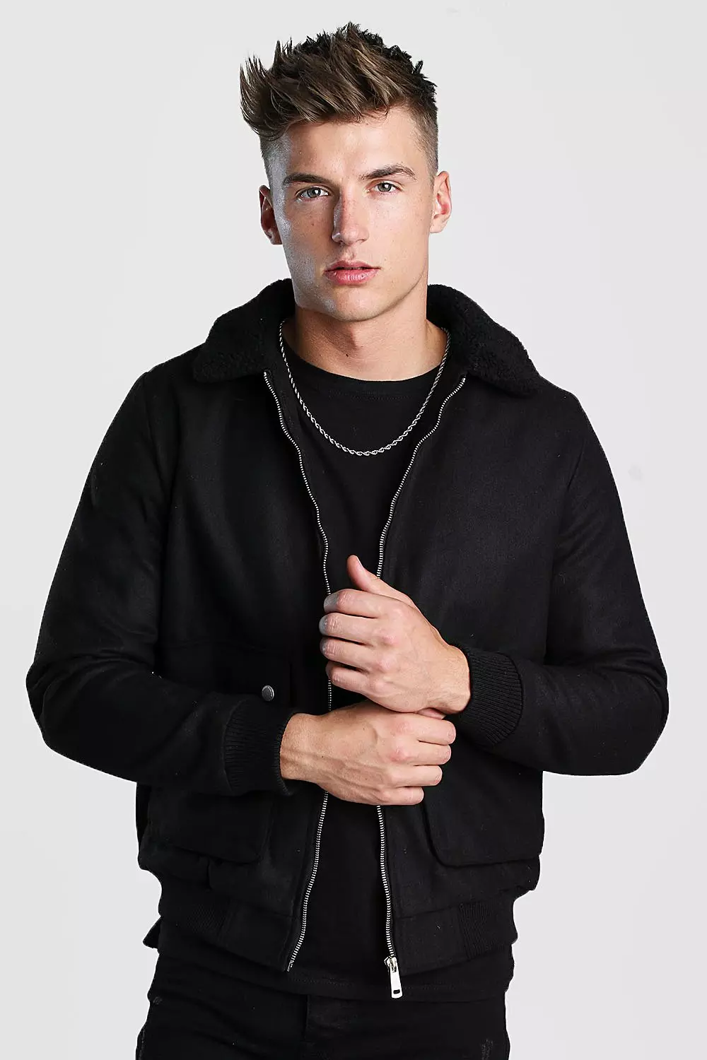 Black borg outlet collar jacket