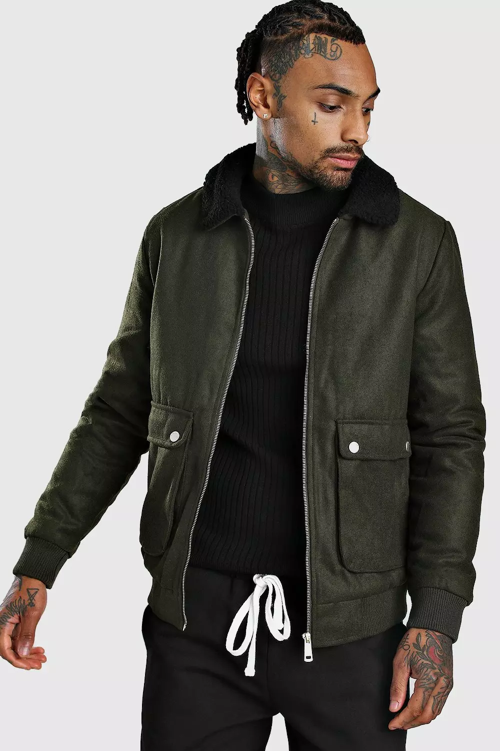 Mens borg shop collar bomber jacket