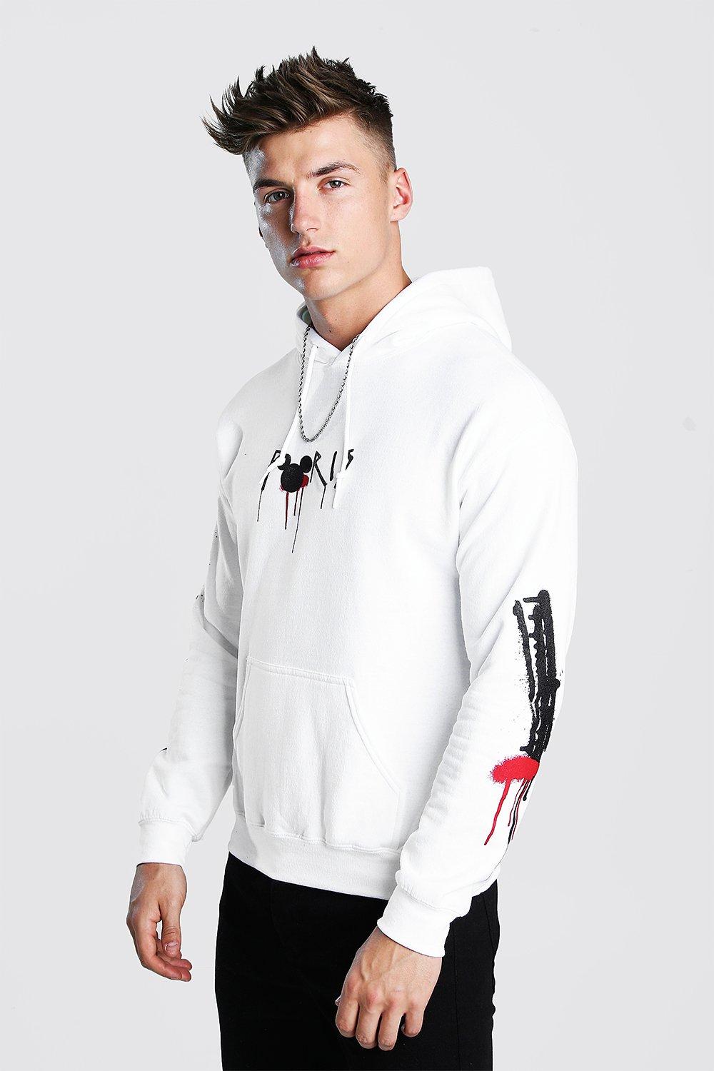 boohooman hoodie with man print in white