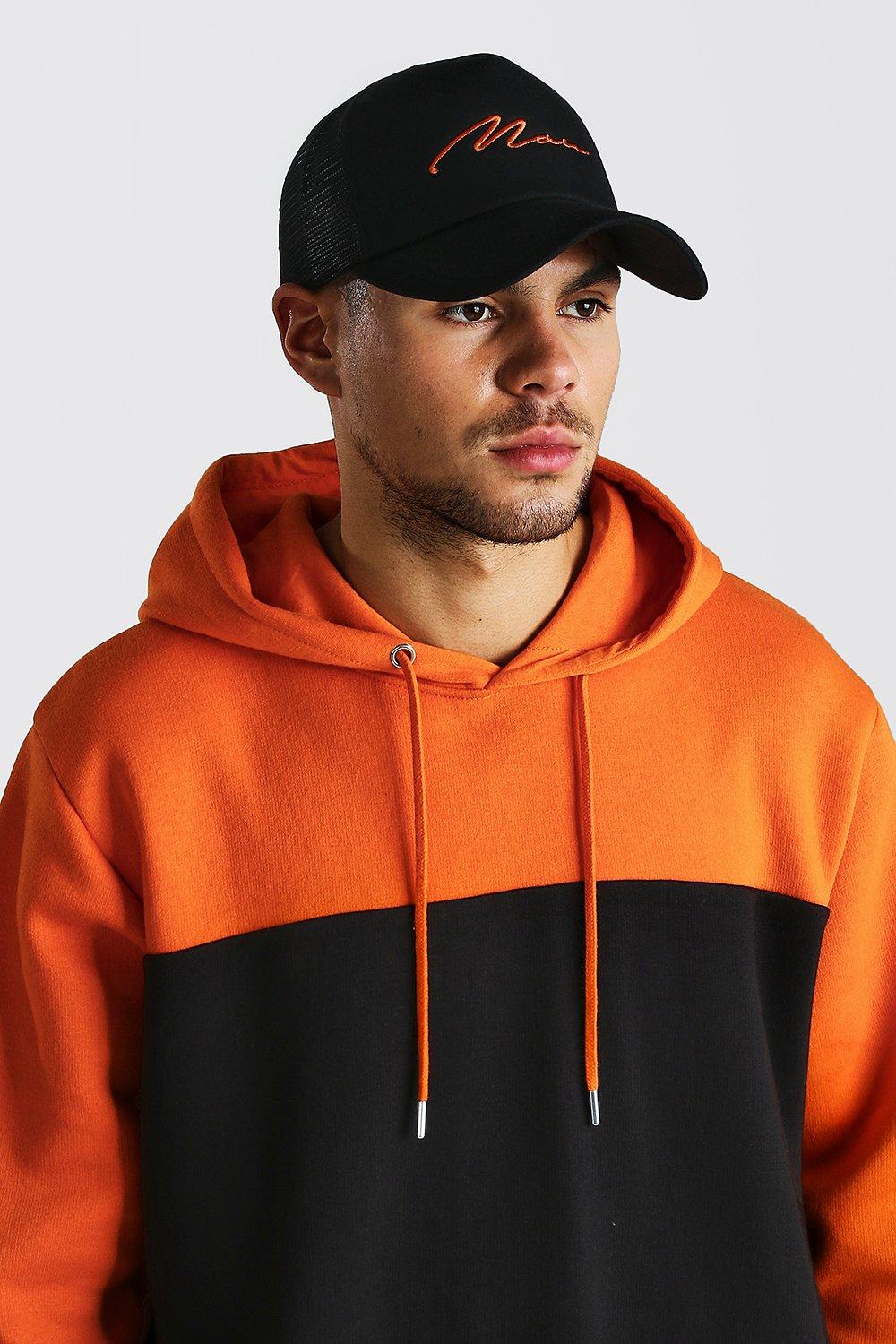 boohooman hoodie with man embroidery in black