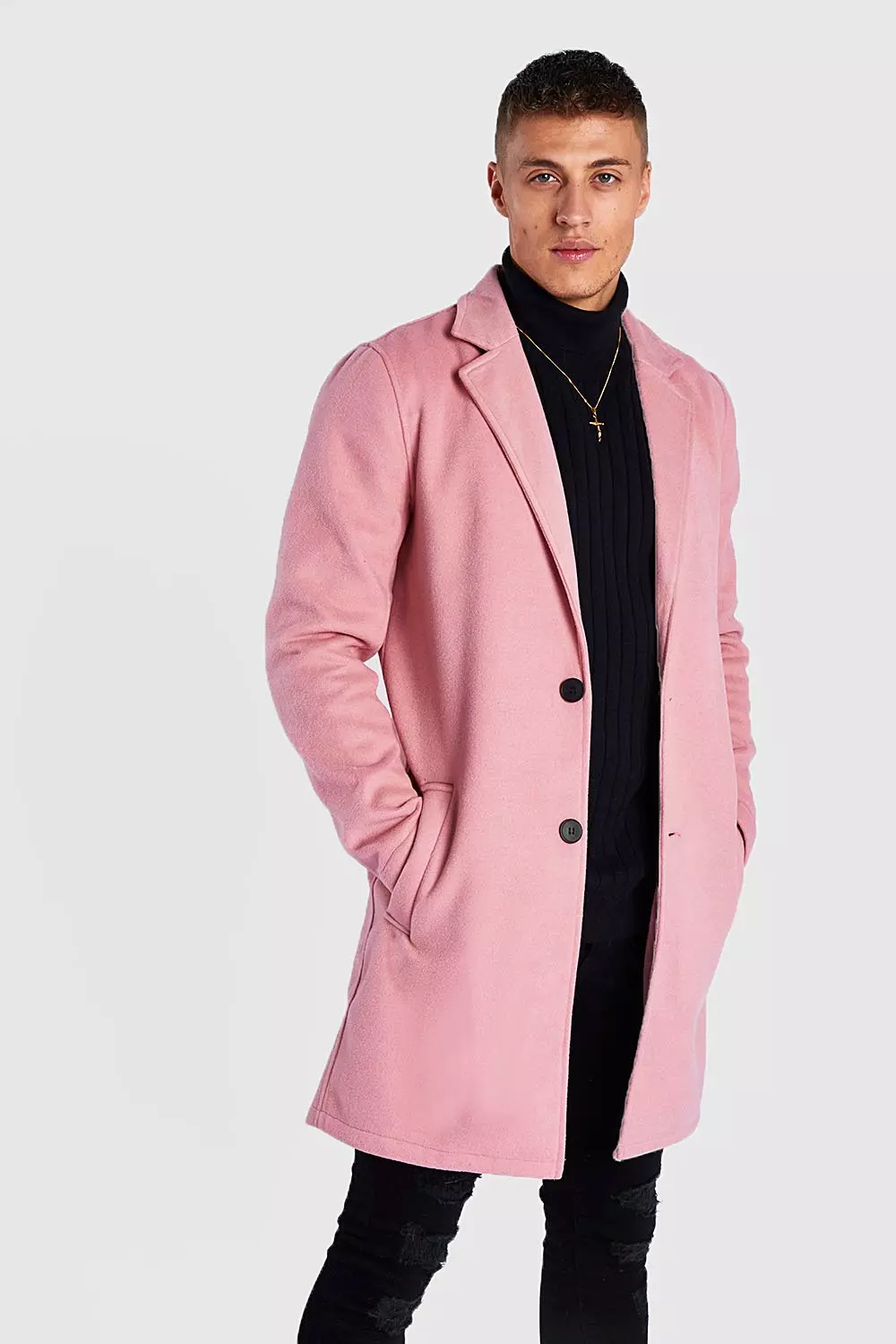 Boohooman double breasted hot sale wool overcoat