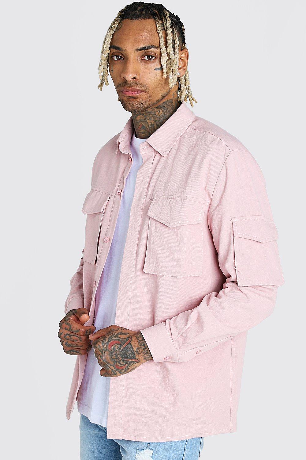 

Практичная верхняя рубашка с длинными рукавами и карманом, Pink