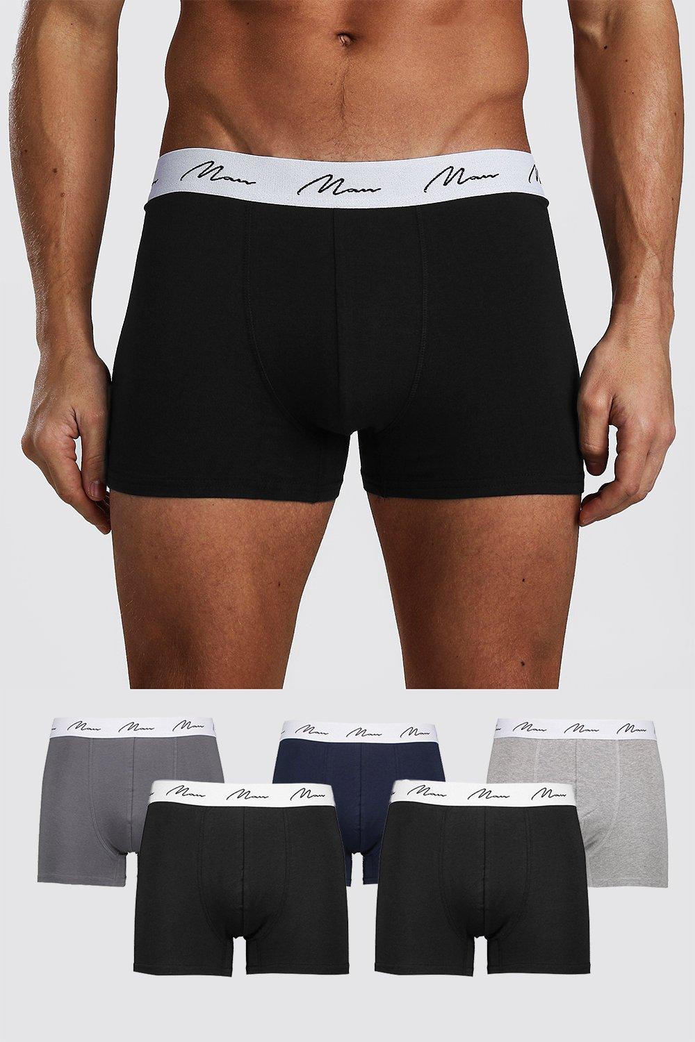 Mens Multi 5 Pack MAN Script Mixed Trunk, Multi