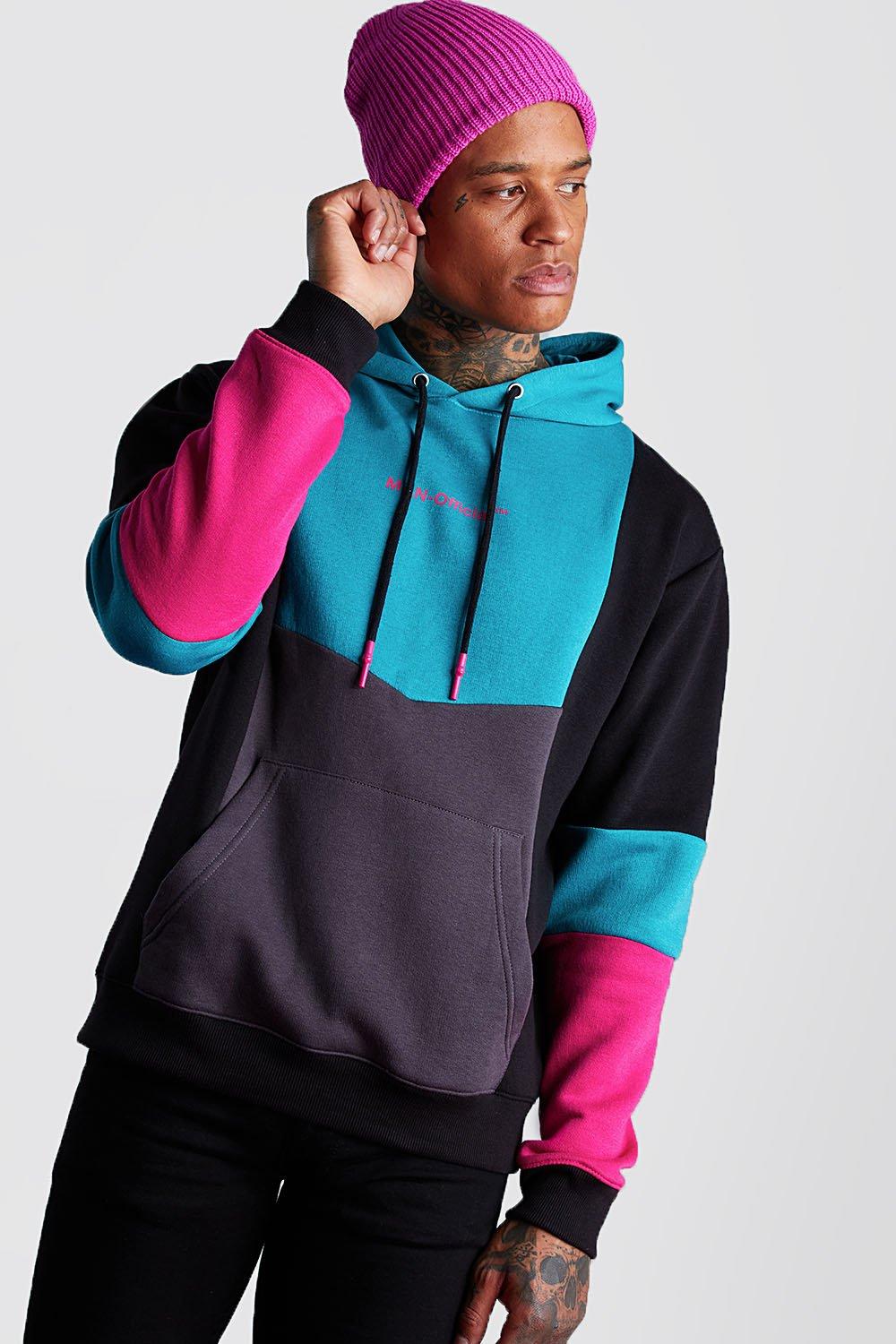 colour block hoodie mens