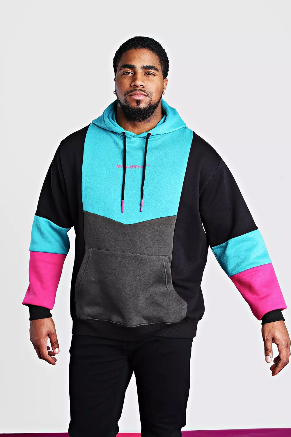 Boohooman colour best sale block hoodie