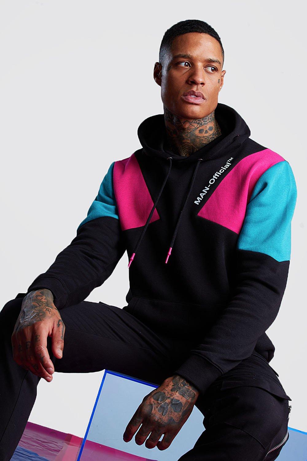 block colour hoodie mens