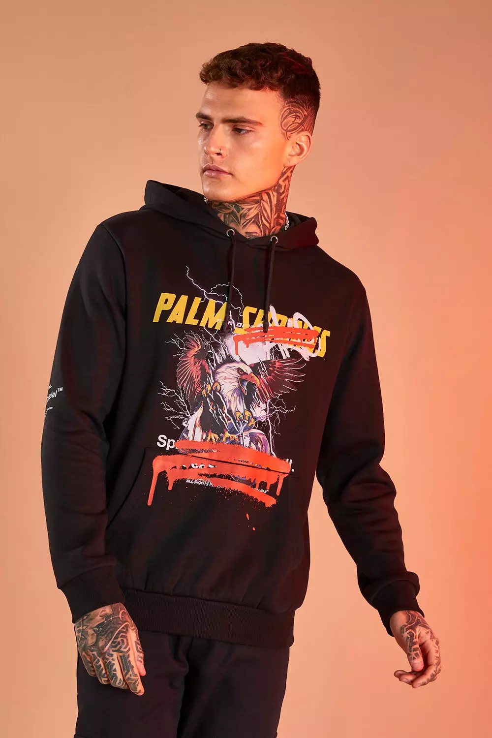 Boohooman black online hoodie