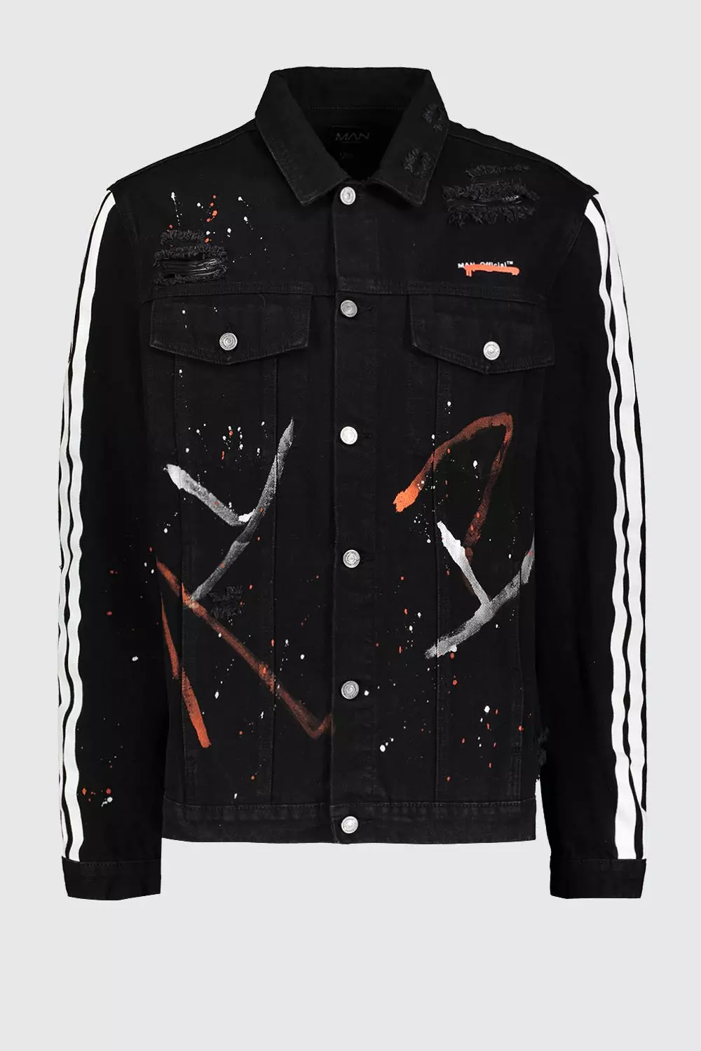 Black denim best sale jacket graffiti