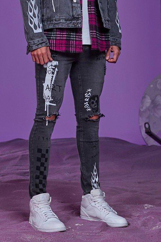 boohooman jeans purple