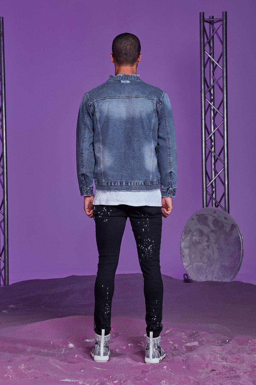 

Двусторонняя куртка из денима с эффектом поношенности, Mid blue