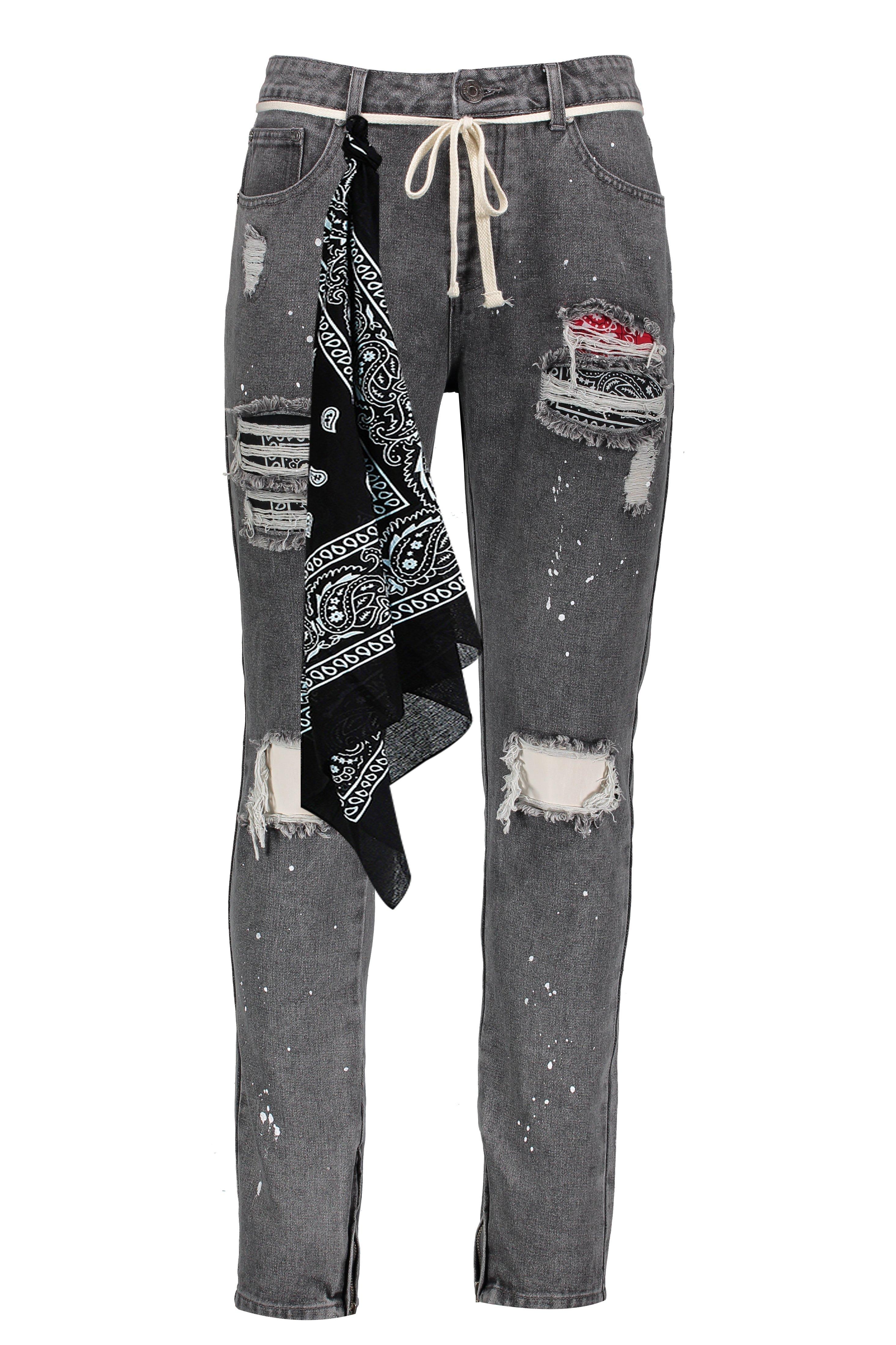 boohooman paint splatter jeans
