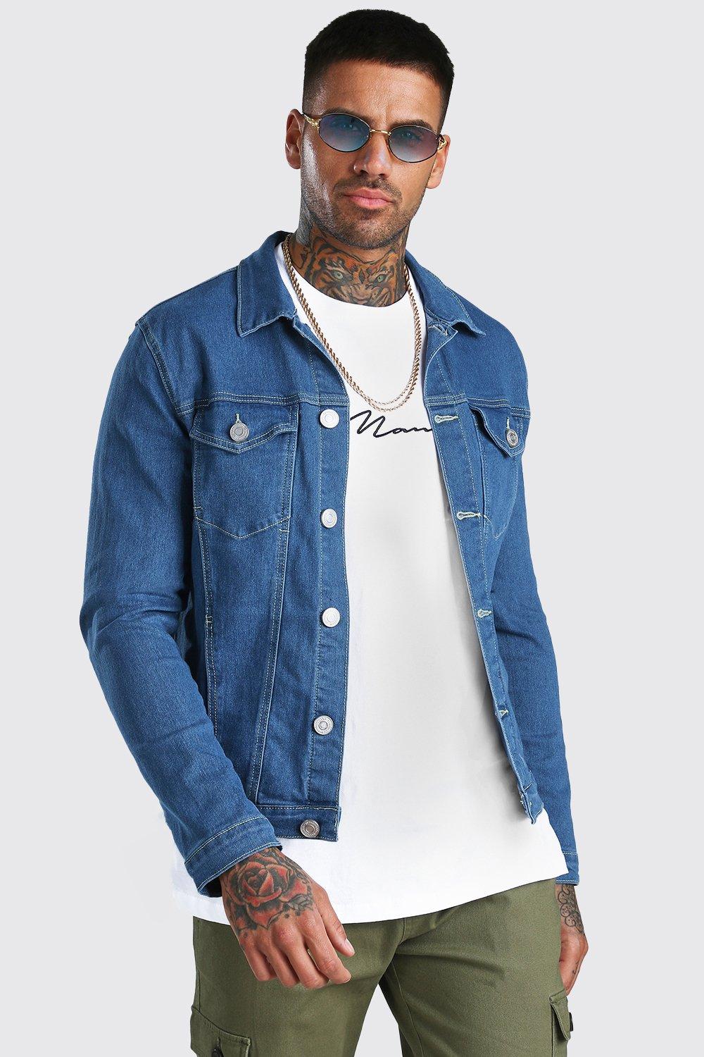 muscle fit denim jacket