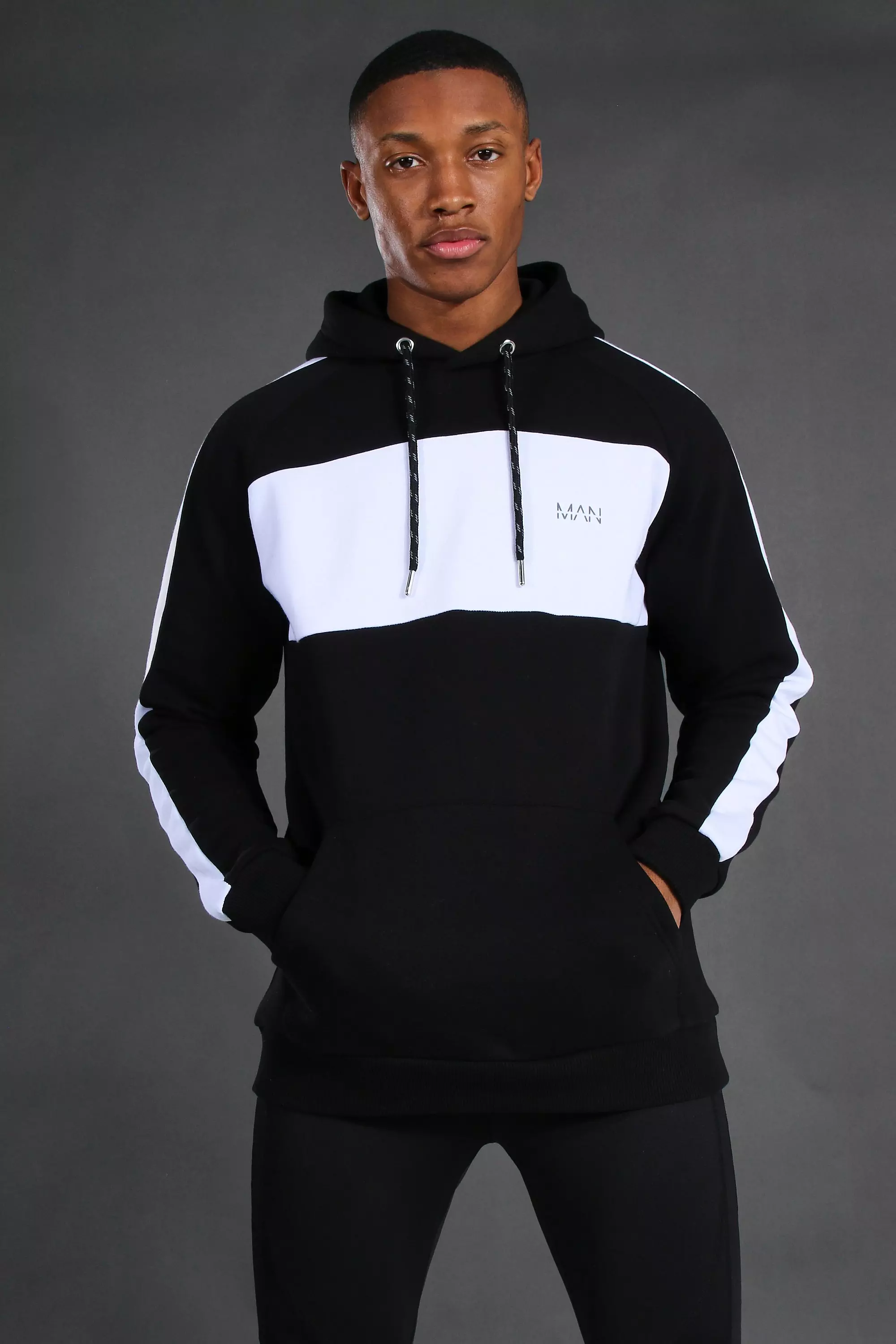 Man Raglan Panelled Hoodie | boohooMAN USA