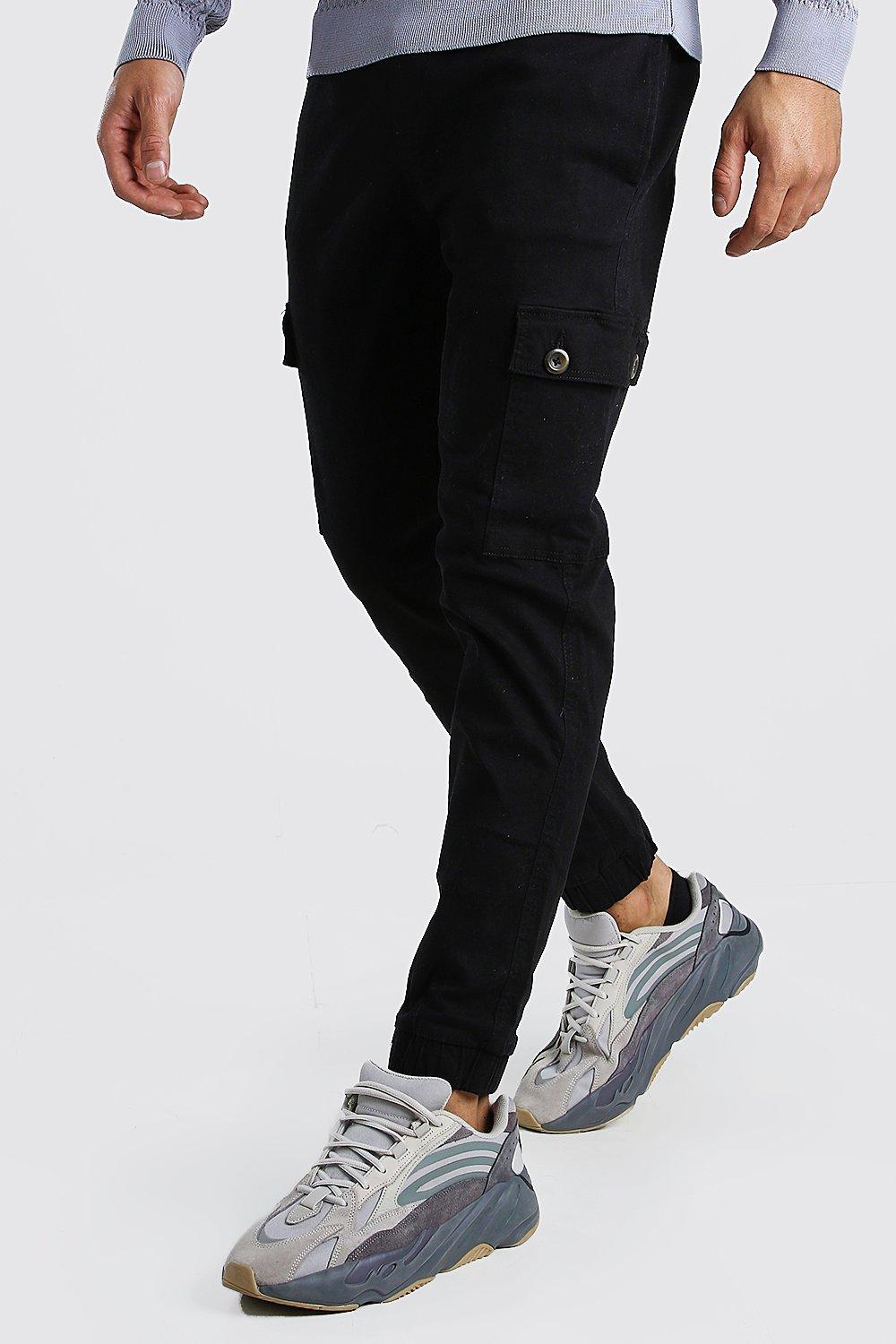 cuffed cargo pants black