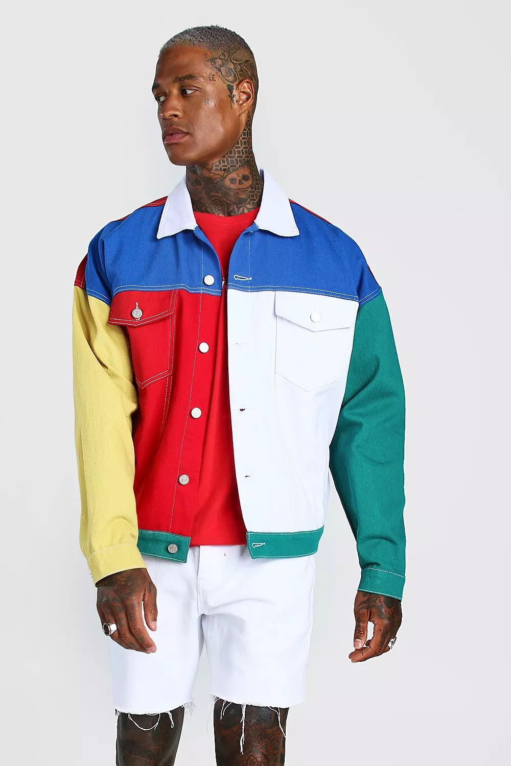 Asos design x glaad & shop denim jacket in color block