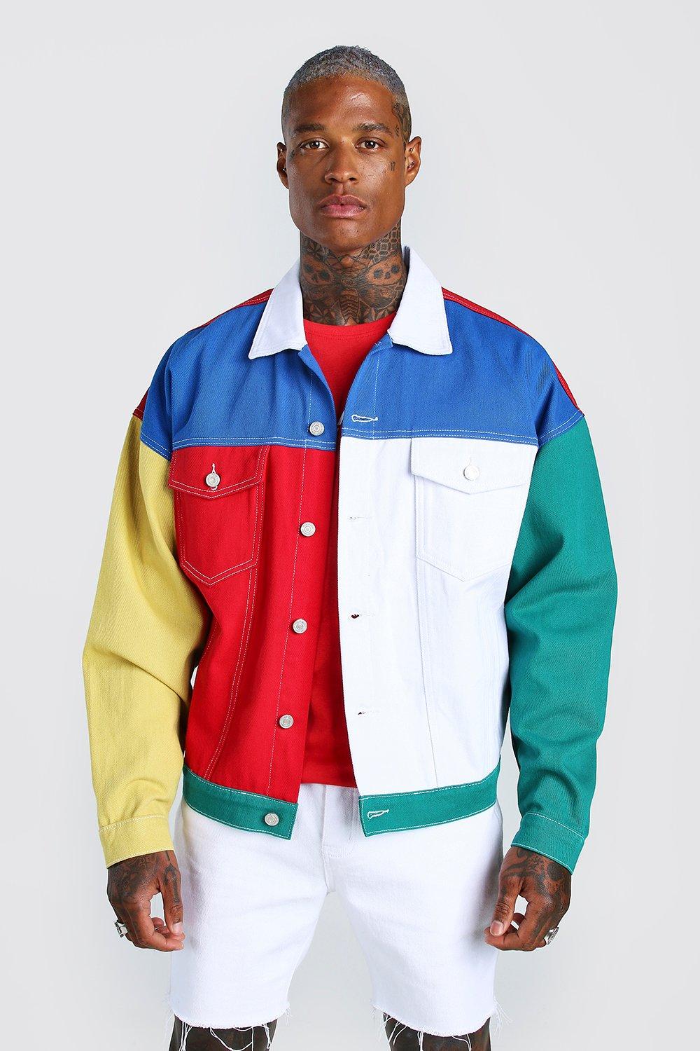 multi colored jean jacket