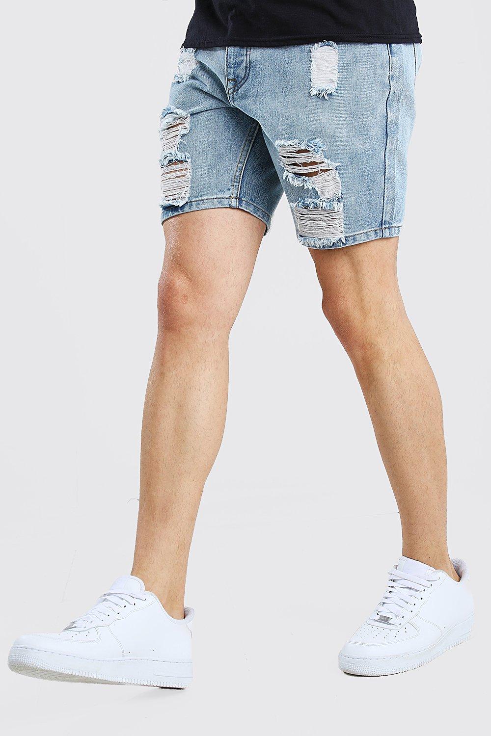destroyed jean shorts mens