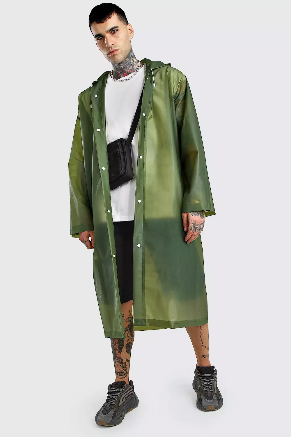 Foldaway Vinyl Festival Raincoat | boohooMAN USA