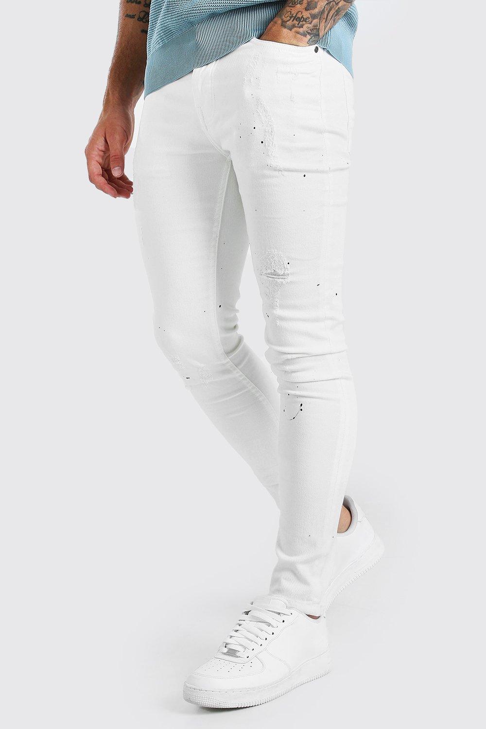 boohooman paint splatter jeans