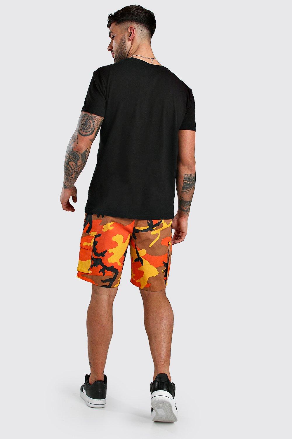 orange camo cargo shorts