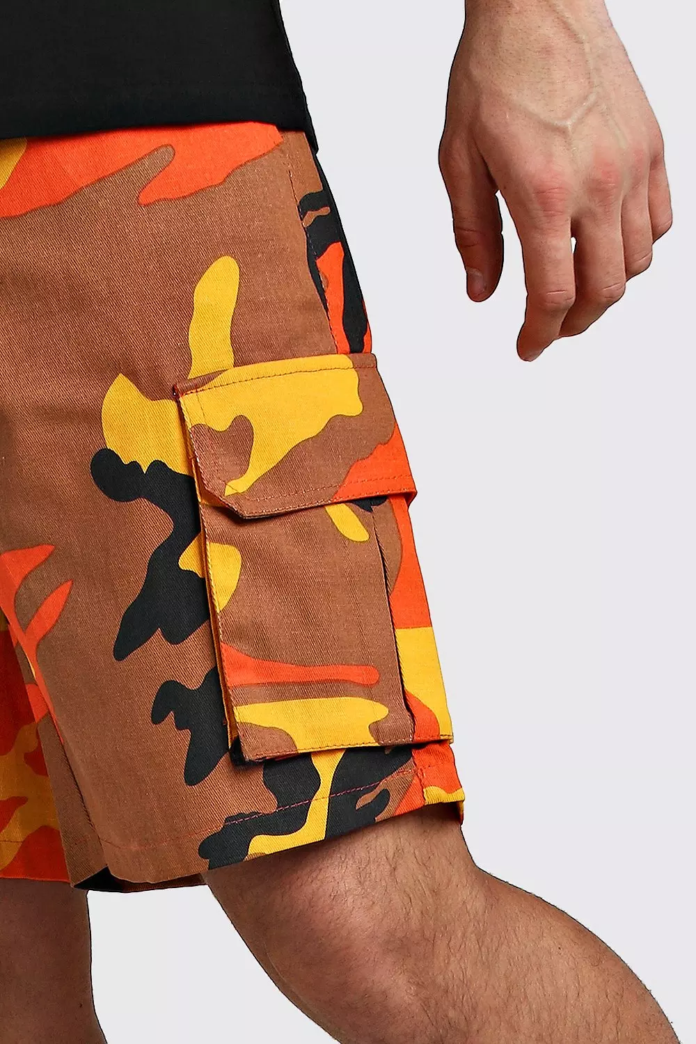 Mens orange hot sale camo shorts