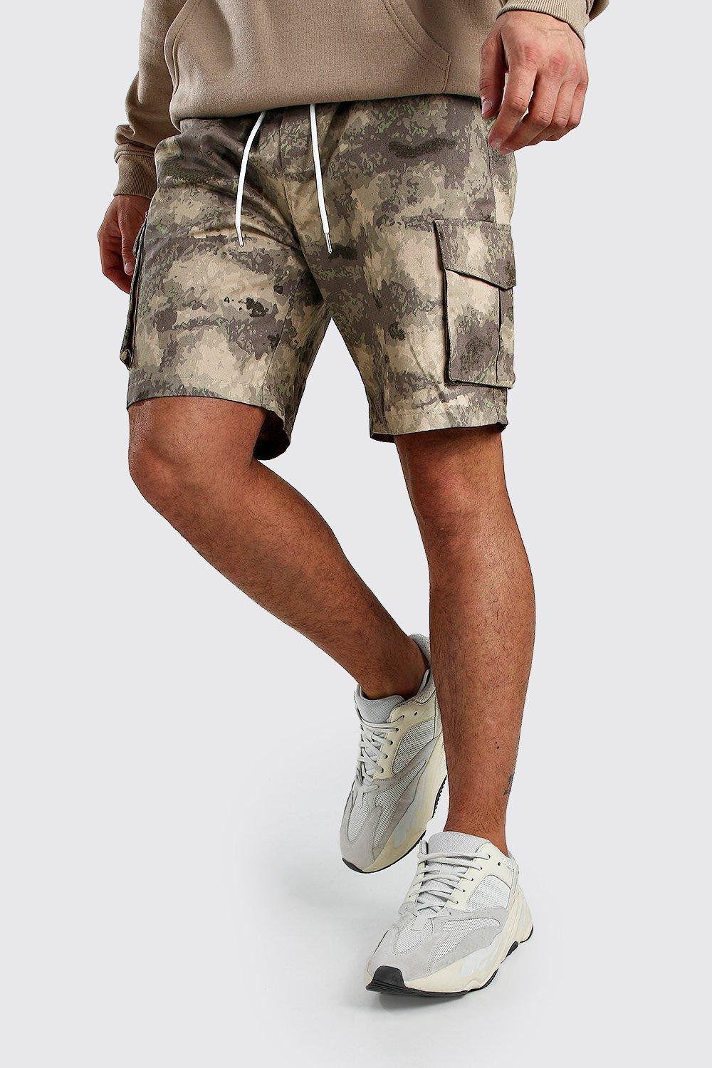 mens slim fit camo shorts