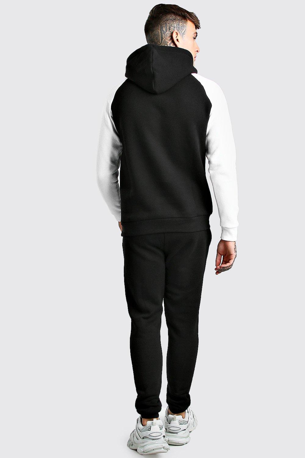 

Фирменный спортивный костюм MAN с худи с контрастными рукавами, Black