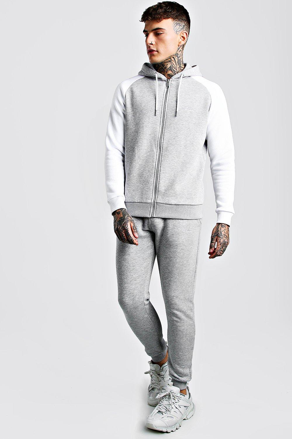 

Спортивный костюм MAN с молнией с контрастными рукавами, Grey marl