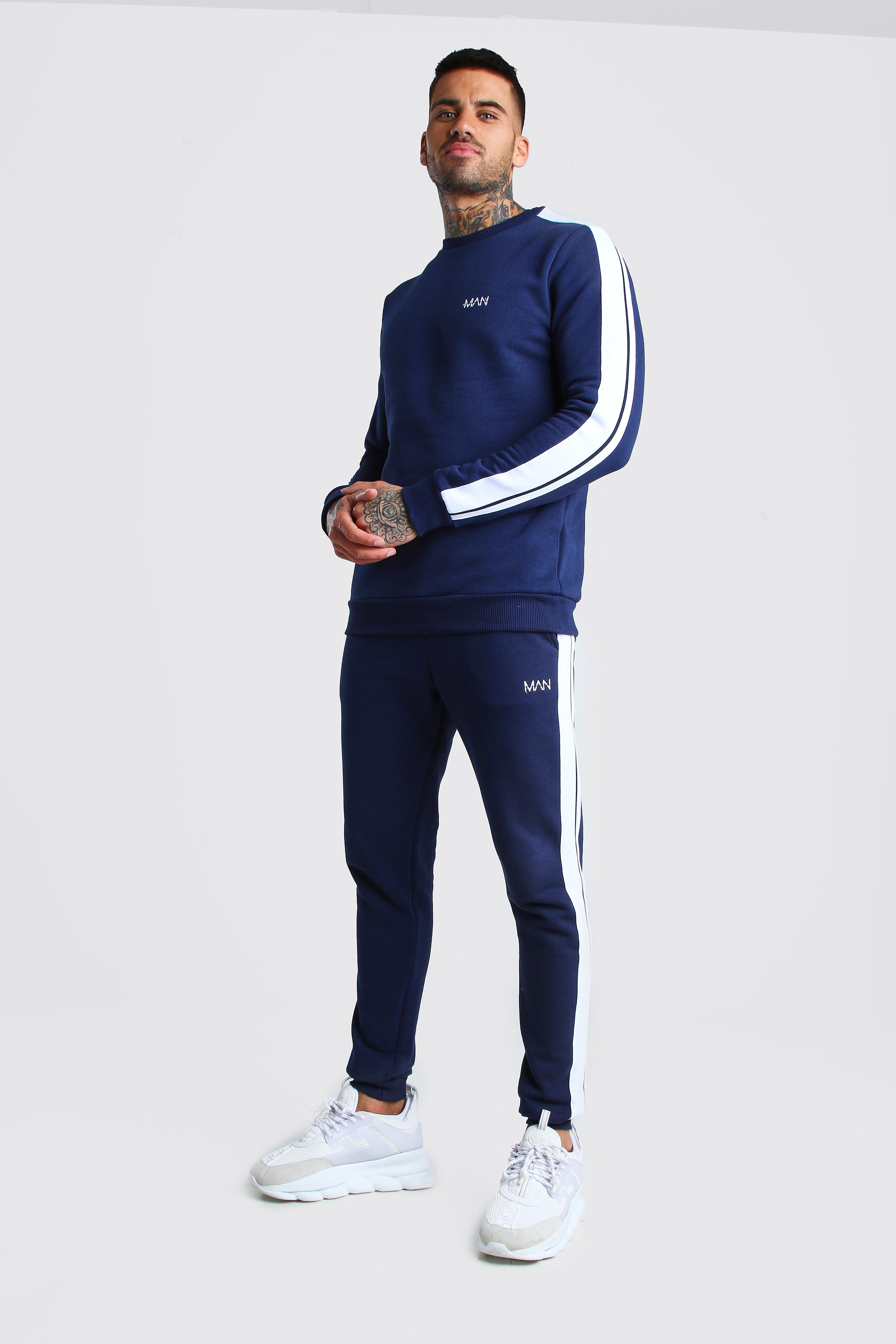 

Спортивный костюм MAN с толстовкой с отделкой лентой, Navy