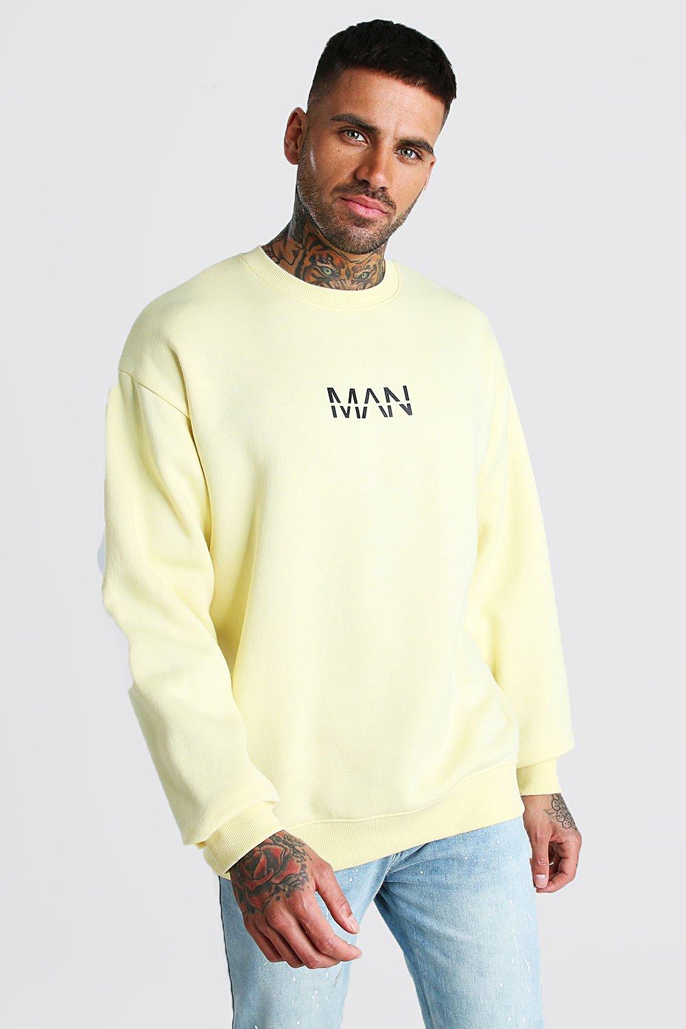 

Оригинальная толстовка оверсайз с надписью из коллекции MAN, Yellow