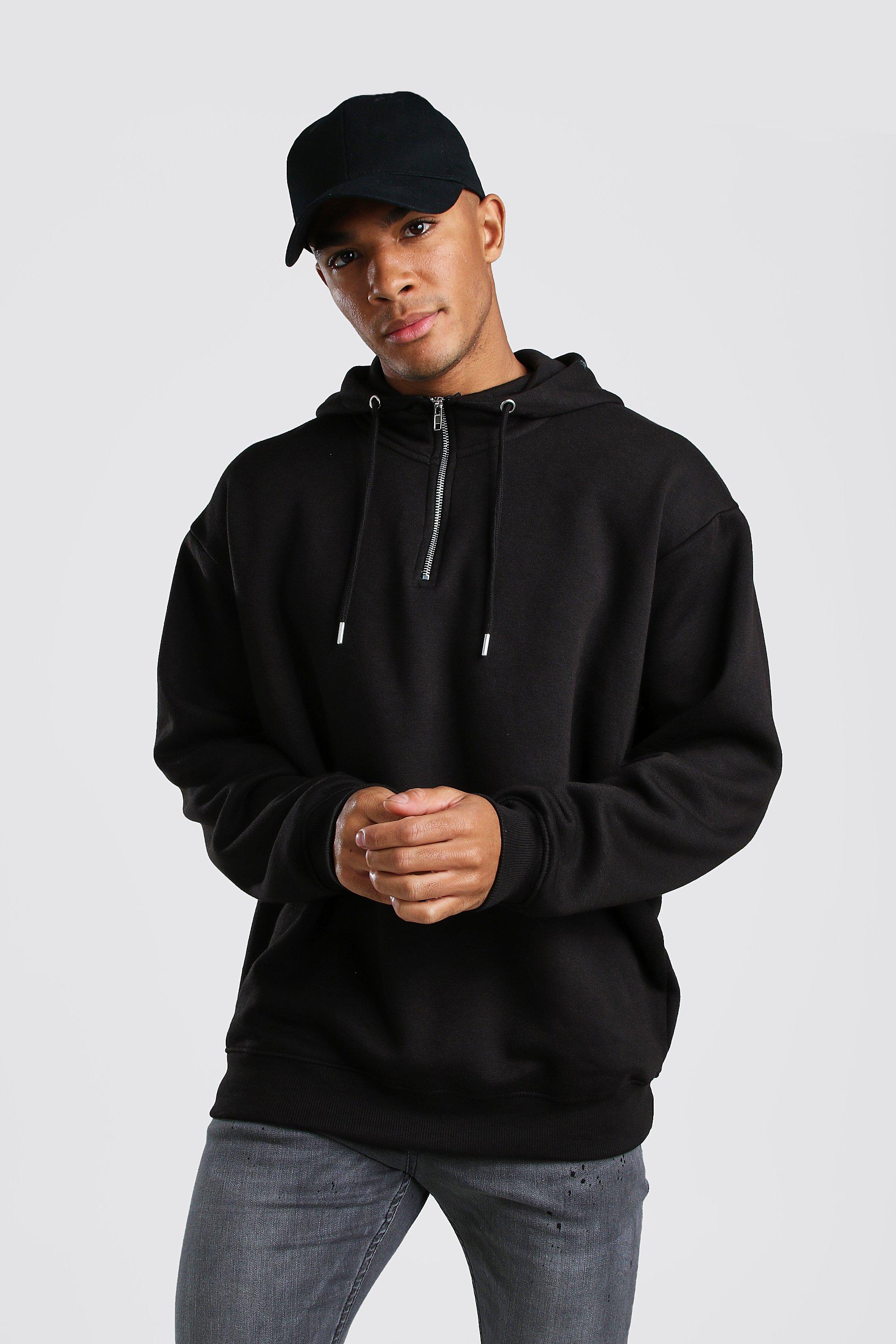 black oversized zip hoodie