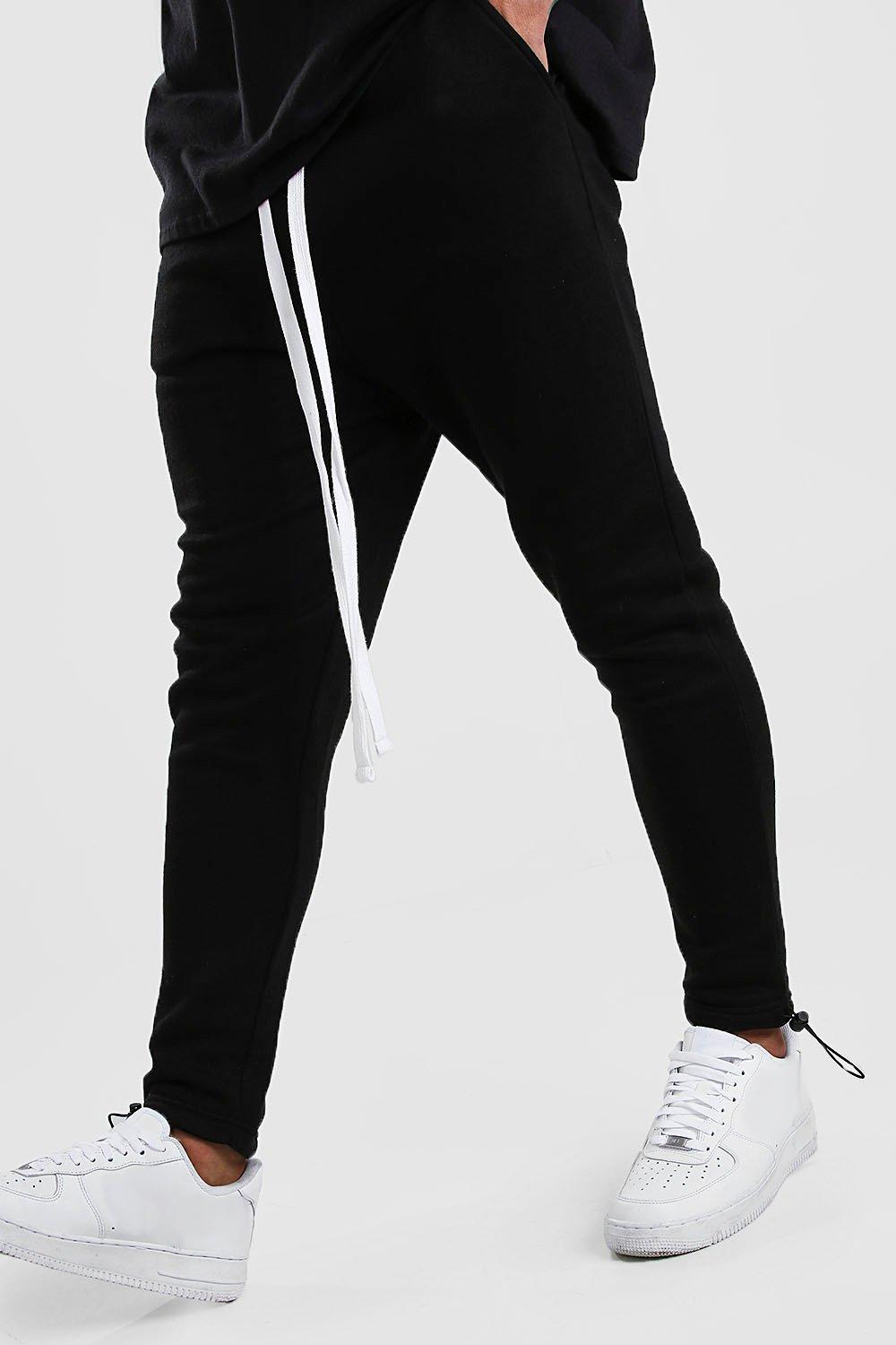 white drop crotch joggers