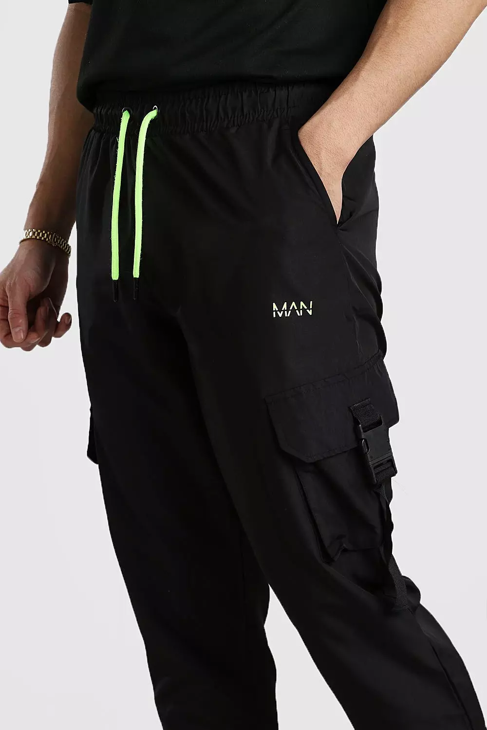 Boohooman shell buckle cheap joggers