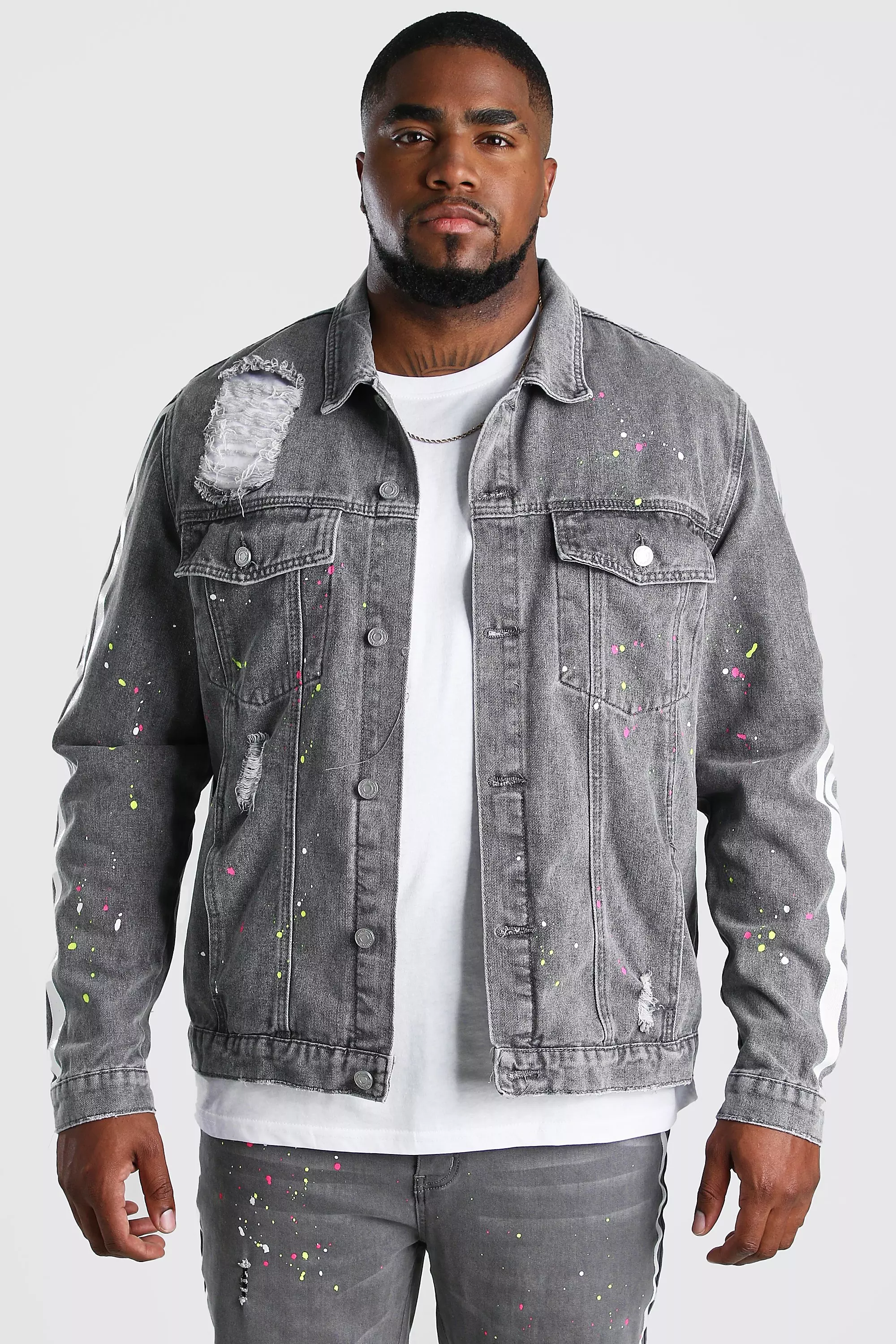 Side stripe denim store jacket