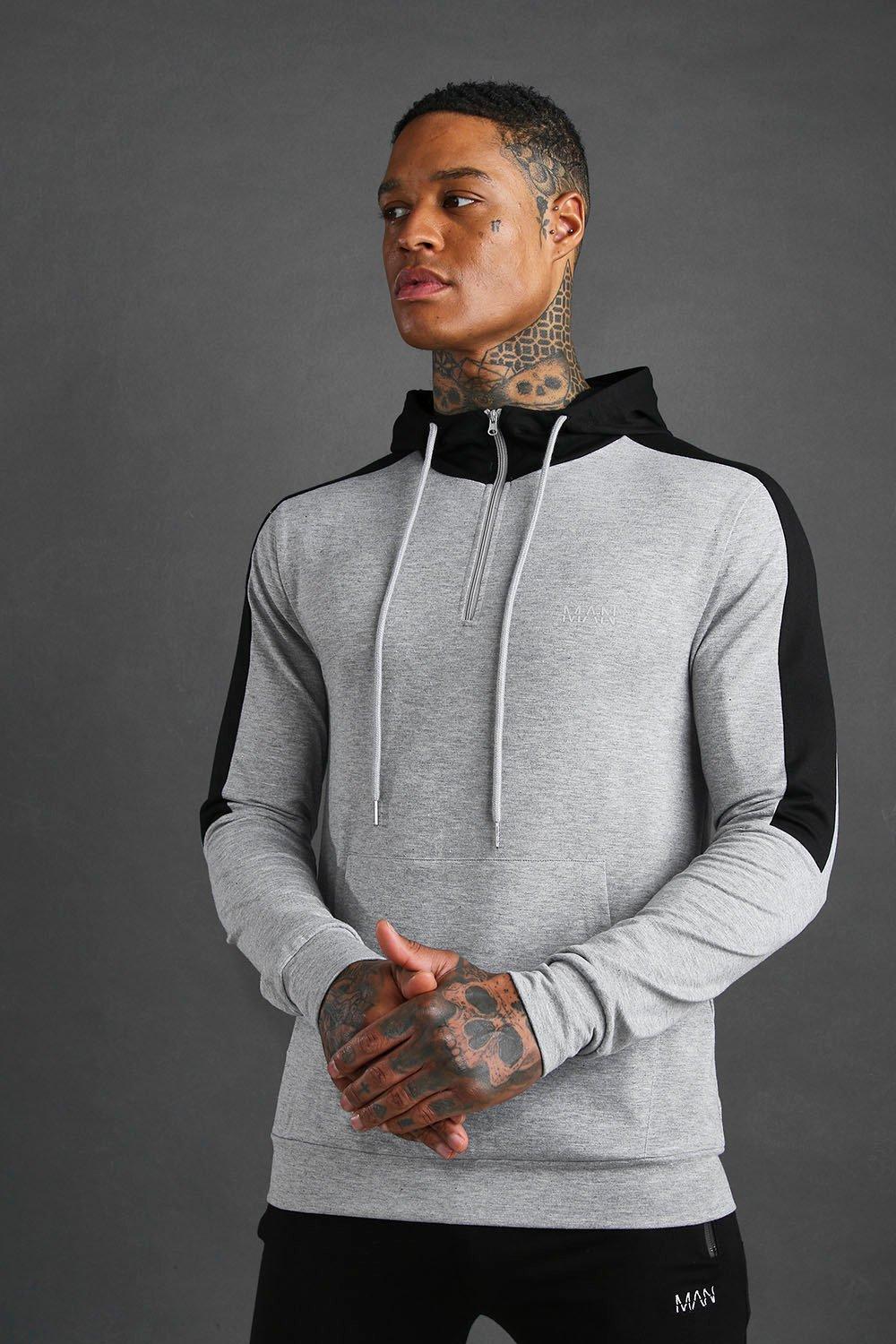

Худи на молнии до середины груди MAN Active со вставками, Grey