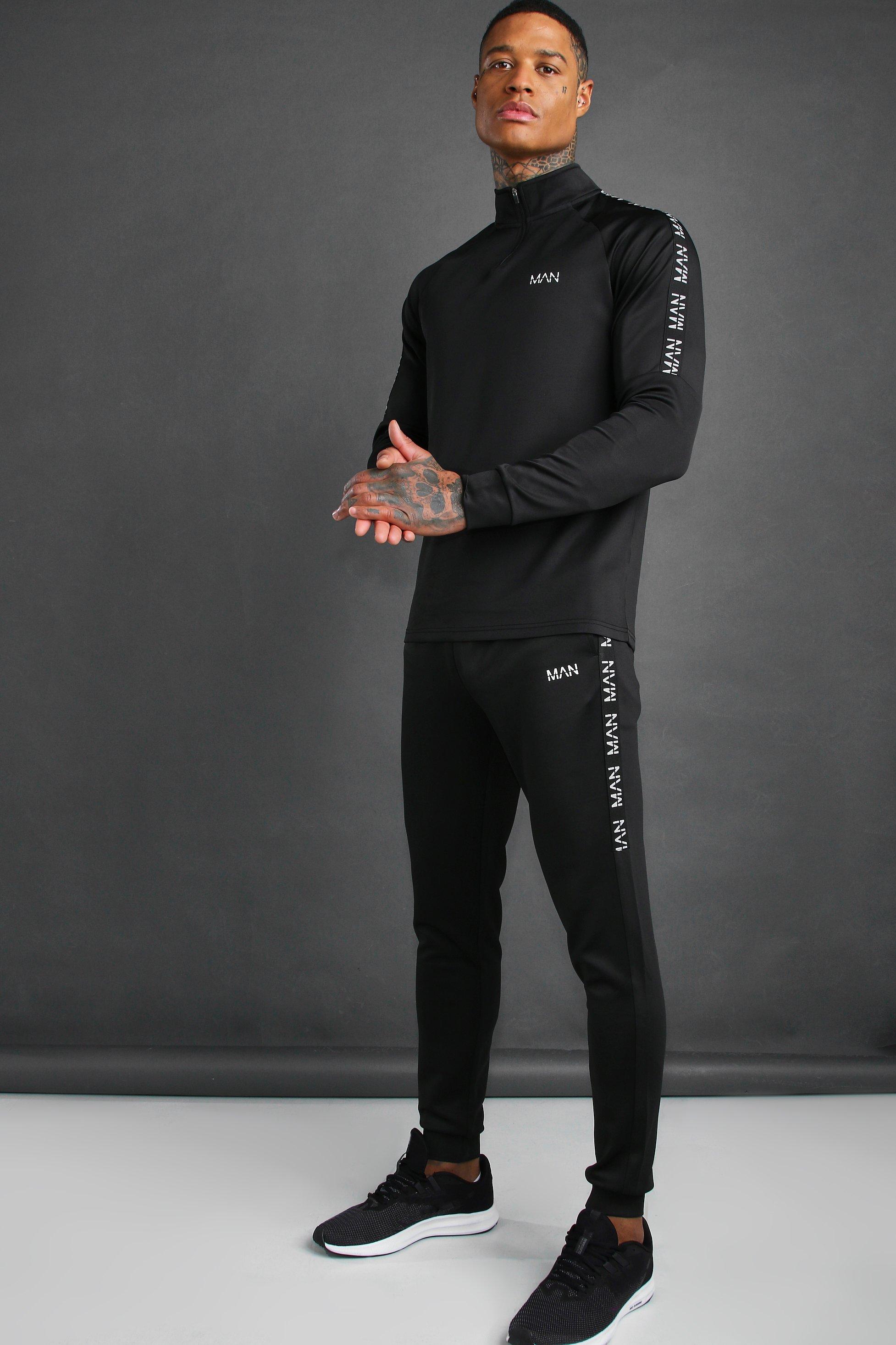 

Спортивный костюм скинни MAN Active с отделкой лентой, Black