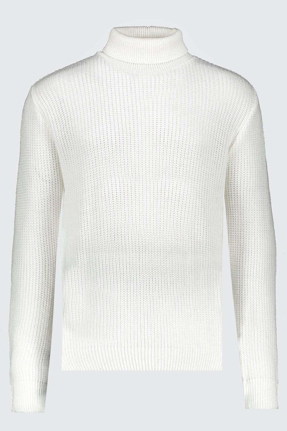 chunky white roll neck jumper