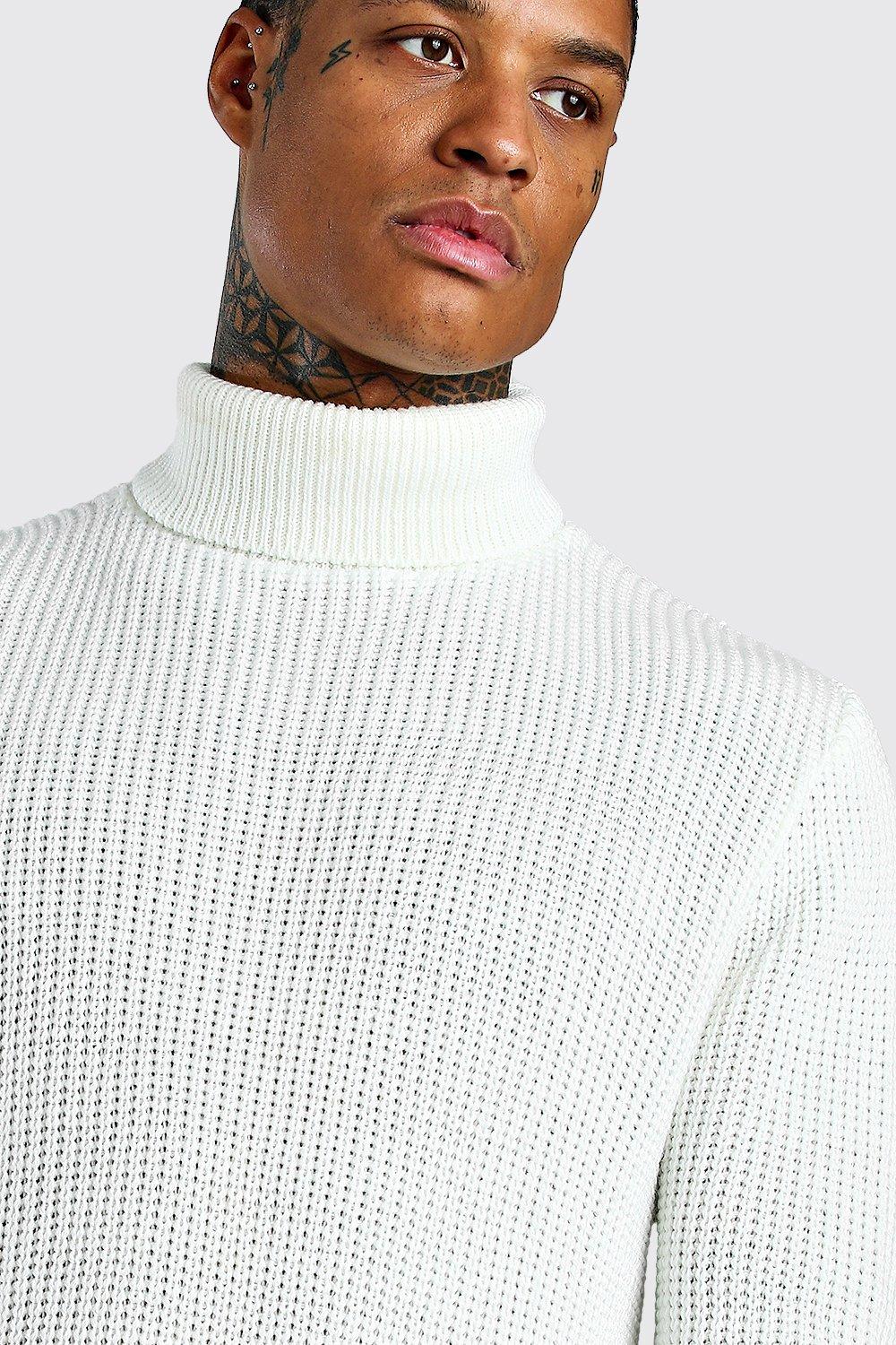 white roll neck jumper mens